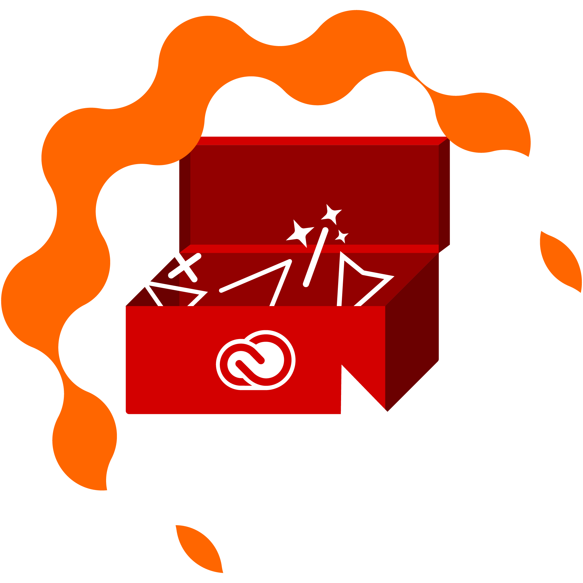 Tool box with adobe program tools spilling out.